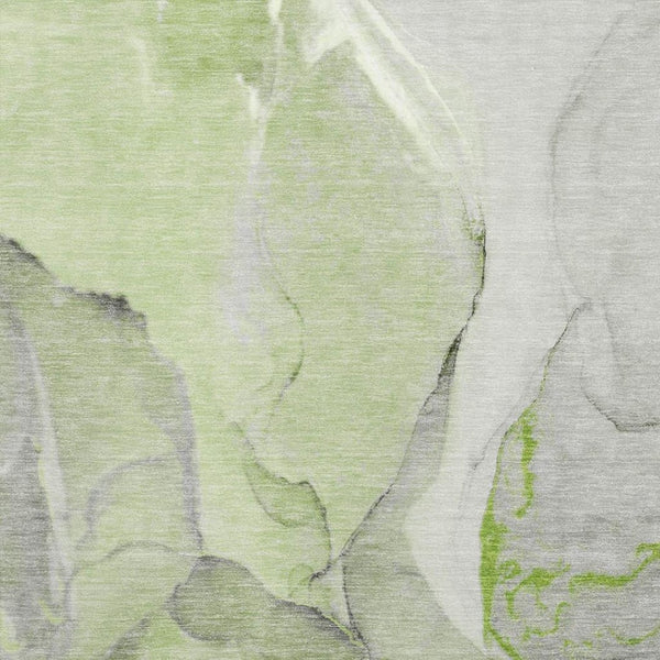 HomeRoots 9' X 12' Stylish Abstract Area Rug in Green, Gray & Ivory - Washable, UV-Protected & Durable Design 646827