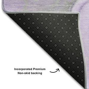 HomeRoots 8' Modern Abstract Round Rug in Purple, Gray, and Ivory - Washable, Stain Resistant, UV Protected! 646837