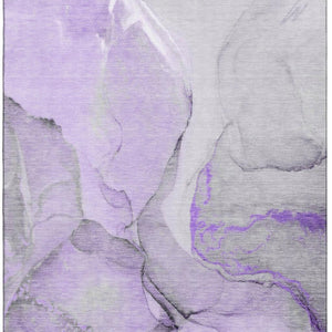 HomeRoots 9' Abstract Purple, Gray & Ivory Washable Area Rug - UV Protected, Stain-Resistant for Busy Homes 646839