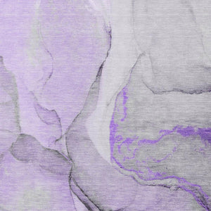 HomeRoots 10' X 14' Abstract Area Rug in Purple Gray Ivory - Washable, Durable, UV Protected for Modern Homes 646840