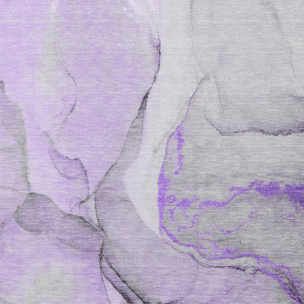 HomeRoots 10' X 14' Abstract Area Rug in Purple Gray Ivory - Washable, Durable, UV Protected for Modern Homes 646840