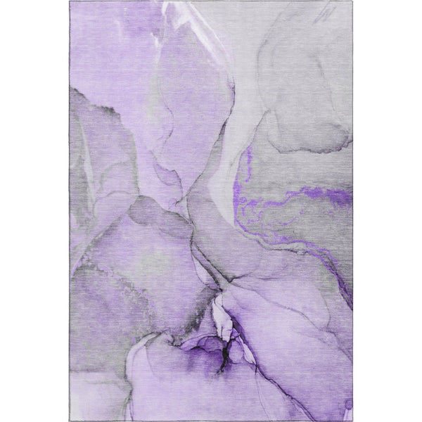 HomeRoots 10' X 14' Abstract Area Rug in Purple Gray Ivory - Washable, Durable, UV Protected for Modern Homes 646840