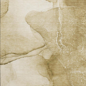 HomeRoots 5' X 8' Washable Beige and Ivory Abstract Area Rug with UV Protection - Perfect for Busy Homes! 646848