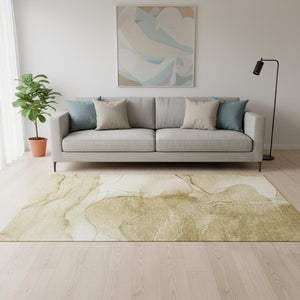 HomeRoots 5' X 8' Washable Beige and Ivory Abstract Area Rug with UV Protection - Perfect for Busy Homes! 646848