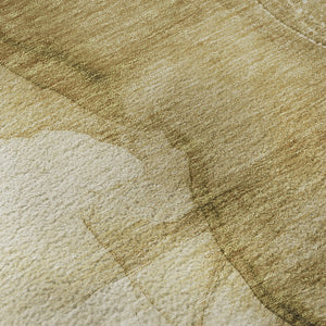 HomeRoots 8' Beige and Ivory Abstract Washable Round Rug with UV Protection - Soft, Durable, Stylish & Easy Care 646849