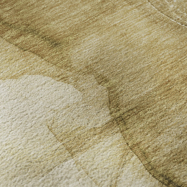 HomeRoots 8' Beige and Ivory Abstract Washable Round Rug with UV Protection - Soft, Durable, Stylish & Easy Care 646849