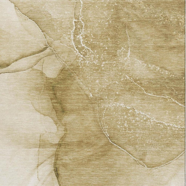 HomeRoots 8' X 10' Beige and Ivory Abstract Washable Area Rug – Durable, Stylish, Stain-Resistant with UV Protection 646850