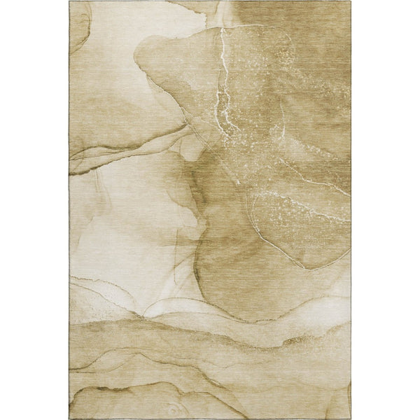 HomeRoots 8' X 10' Beige and Ivory Abstract Washable Area Rug – Durable, Stylish, Stain-Resistant with UV Protection 646850