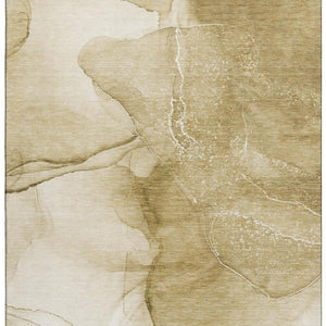 HomeRoots 8' X 10' Beige and Ivory Abstract Washable Area Rug – Durable, Stylish, Stain-Resistant with UV Protection 646850