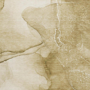 HomeRoots 9' X 12' Beige and Ivory Abstract Area Rug - Washable, UV Protected, Durable for Family Homes 646851