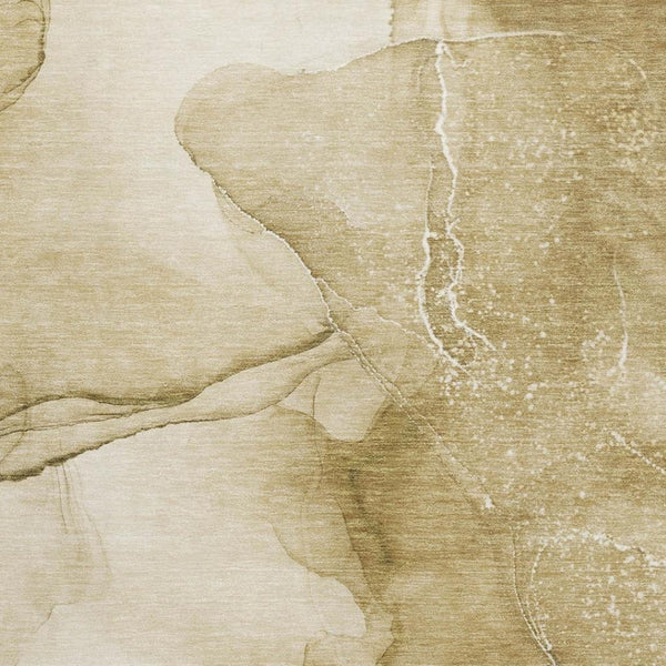 HomeRoots 9' X 12' Beige and Ivory Abstract Area Rug - Washable, UV Protected, Durable for Family Homes 646851