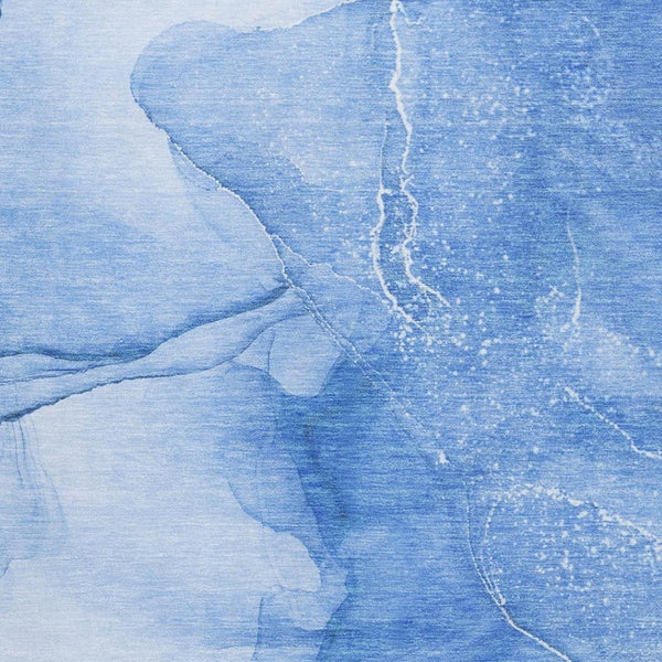 HomeRoots 5' Abstract Blue and Ivory Washable Area Rug - UV Protected, Stain Resistant, Perfect for High-Traffic Areas 646854
