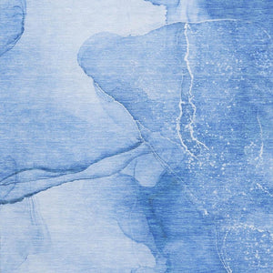 HomeRoots 8' X 10' Blue and Ivory Abstract Area Rug - Washable, UV-Protected, Durable & Stylish for Any Room 646856