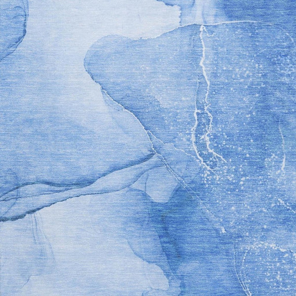 HomeRoots 8' X 10' Blue and Ivory Abstract Area Rug - Washable, UV-Protected, Durable & Stylish for Any Room 646856