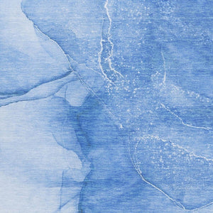HomeRoots 8' X 10' Blue and Ivory Abstract Area Rug - Washable, UV-Protected, Durable & Stylish for Any Room 646856