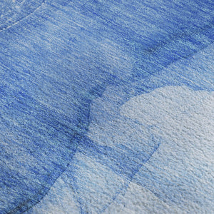 HomeRoots 8' X 10' Blue and Ivory Abstract Area Rug - Washable, UV-Protected, Durable & Stylish for Any Room 646856