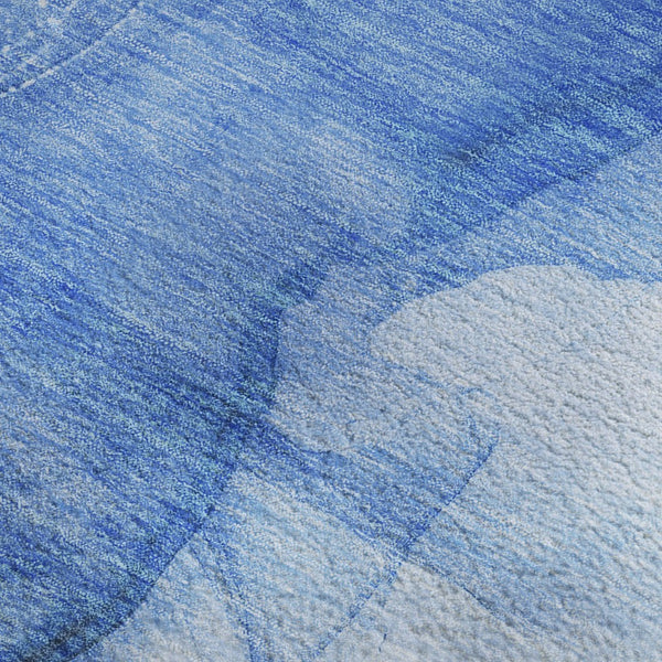 HomeRoots 8' X 10' Blue and Ivory Abstract Area Rug - Washable, UV-Protected, Durable & Stylish for Any Room 646856