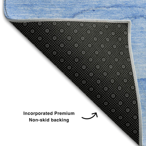 HomeRoots 9' X 12' Blue and Ivory Abstract Washable Area Rug - Durable, UV-Protected, Easy-Care for Busy Homes 646857