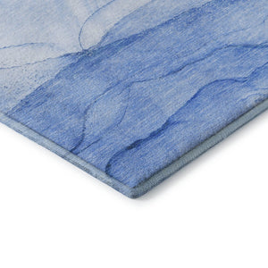 HomeRoots 9' X 12' Blue and Ivory Abstract Washable Area Rug - Durable, UV-Protected, Easy-Care for Busy Homes 646857