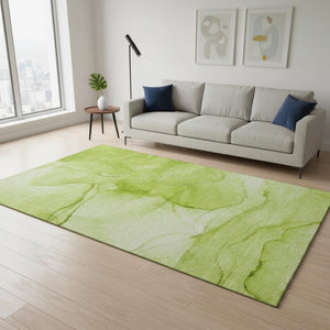 HomeRoots 5' X 8' Green and Ivory Abstract Area Rug - Stylish, Washable, UV-Protected for High-Traffic Spaces 646860
