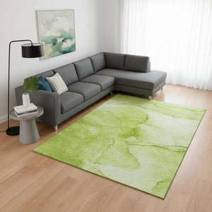 HomeRoots 10' X 14' Green and Ivory Abstract Washable Area Rug – Stylish, Durable, UV-Protected for Every Home 646864