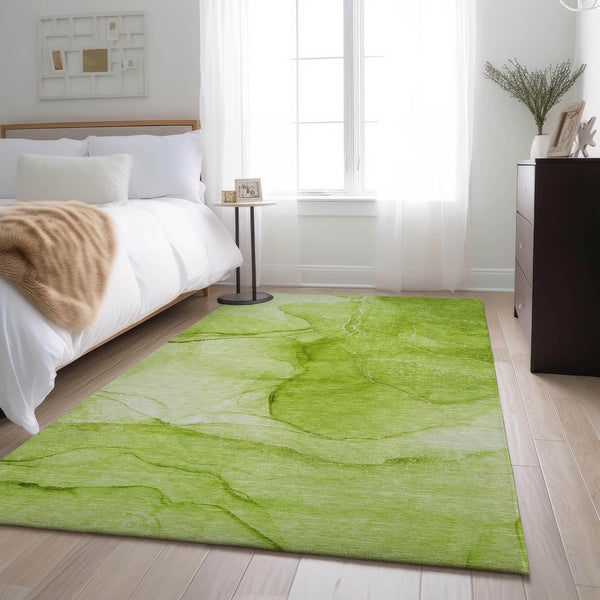HomeRoots 10' X 14' Green and Ivory Abstract Washable Area Rug – Stylish, Durable, UV-Protected for Every Home 646864