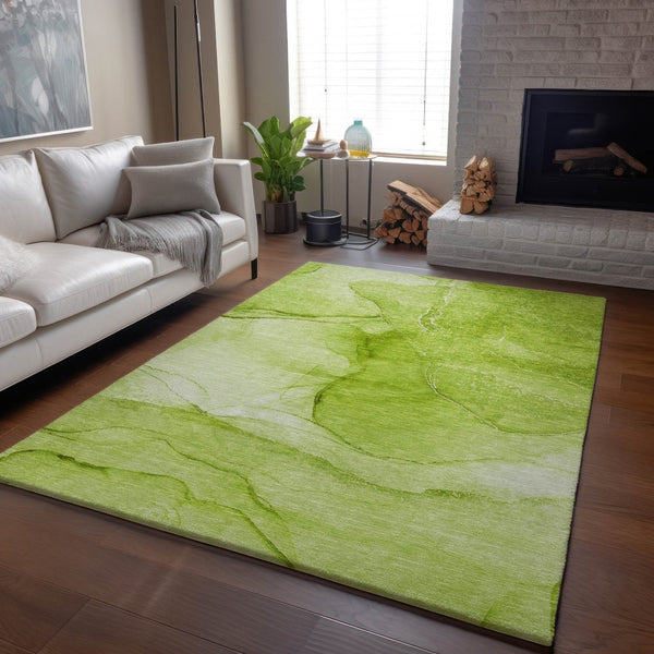 HomeRoots 10' X 14' Green and Ivory Abstract Washable Area Rug – Stylish, Durable, UV-Protected for Every Home 646864