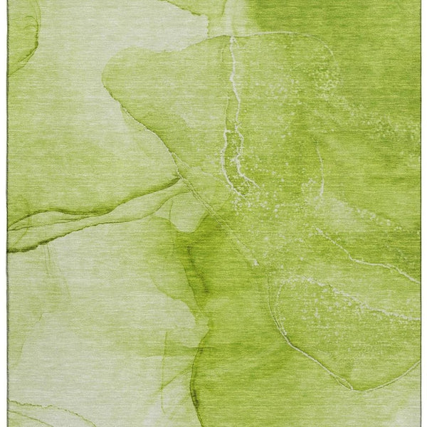 HomeRoots 10' X 14' Green and Ivory Abstract Washable Area Rug – Stylish, Durable, UV-Protected for Every Home 646864