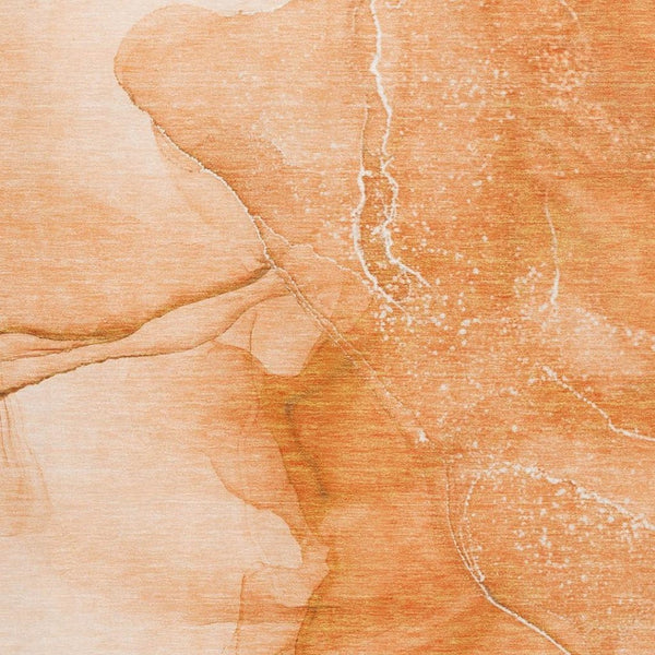 HomeRoots 5' X 8' Abstract Orange & Ivory Washable Area Rug with UV Protection for Modern Homes & Families 646866