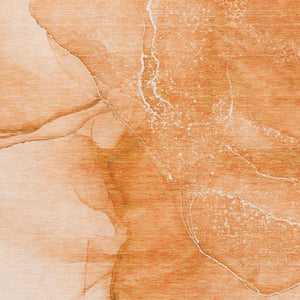 HomeRoots 5' X 8' Abstract Orange & Ivory Washable Area Rug with UV Protection for Modern Homes & Families 646866
