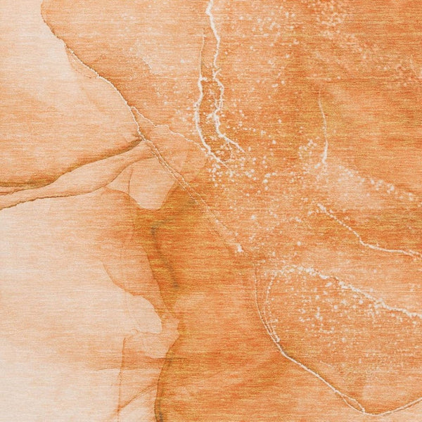 HomeRoots 5' X 8' Abstract Orange & Ivory Washable Area Rug with UV Protection for Modern Homes & Families 646866