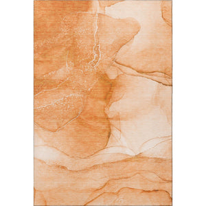 HomeRoots 8' X 10' Vibrant Orange & Ivory Abstract Area Rug - Washable, UV-Protected for Busy Homes! 646868