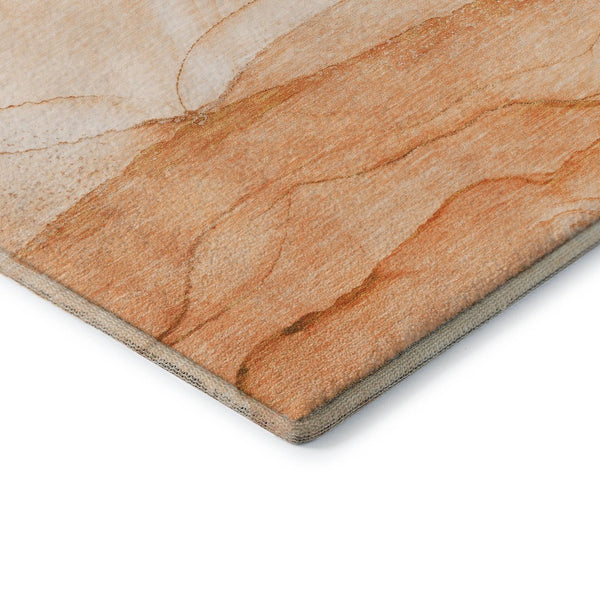 HomeRoots 9' X 12' Orange & Ivory Abstract Washable Area Rug - Durable, Stylish, UV-Protected, Easy Care! 646869