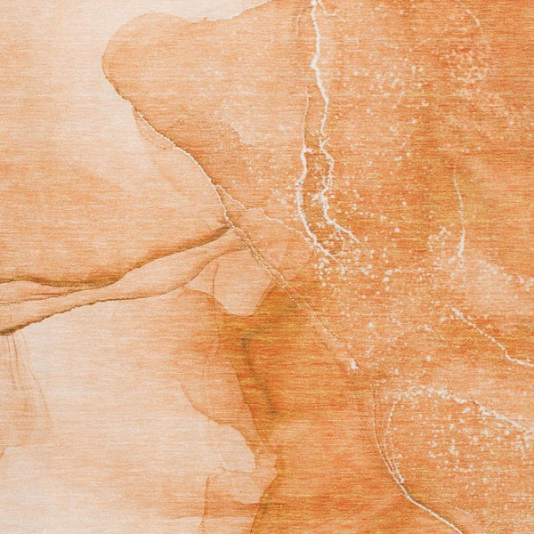 HomeRoots 10' Vibrant Orange & Ivory Abstract Washable Area Rug - Durable, UV-Protected, Stain-Resistant Design 646870