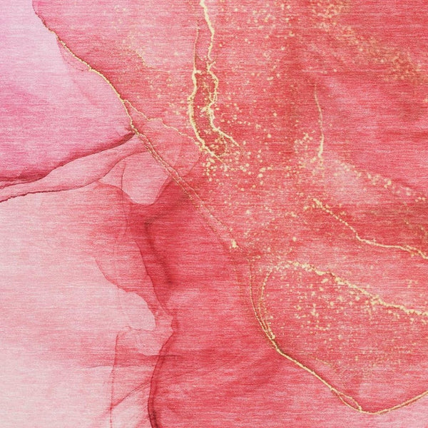 HomeRoots 9' X 12' Contemporary Pink & Ivory Abstract Washable Area Rug with UV Protection for Durability 646875