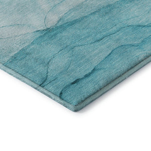 HomeRoots 10' X 14' Teal & Ivory Abstract Area Rug - Washable, UV Protected, Stylish & Durable for High-Traffic Spaces 646888