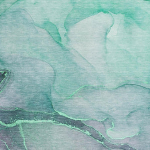 HomeRoots 5' X 8' Fern Green & Ivory Abstract Washable Area Rug – Durable, Stylish, UV Protected for Homes 646890