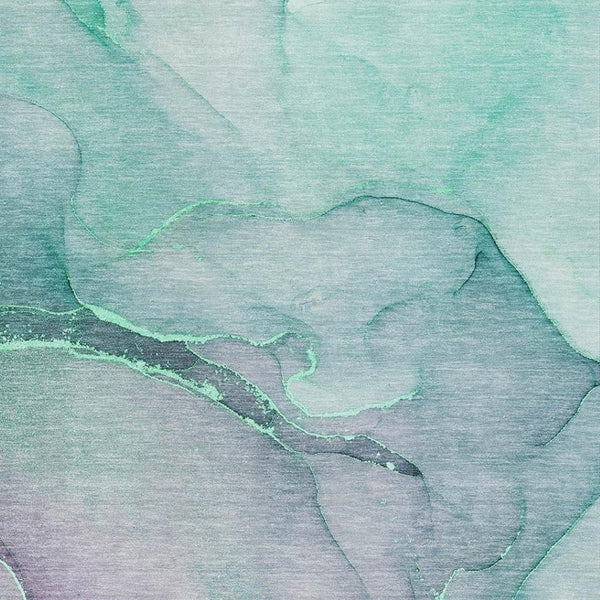 HomeRoots 8' X 10' Fern Green & Ivory Abstract Washable Area Rug - UV Protected, Durable for High-Traffic Spaces 646892