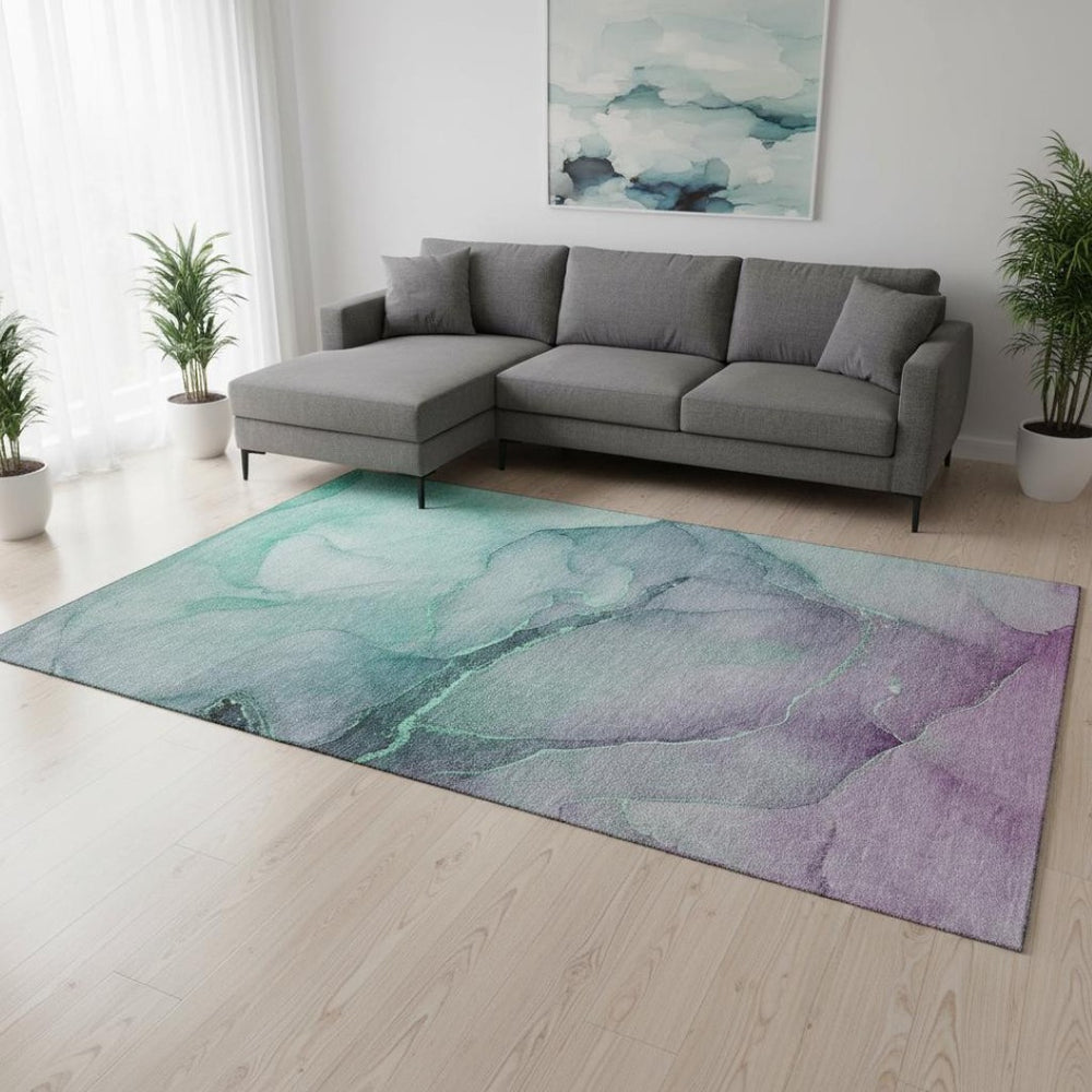 HomeRoots 9' X 12' Fern Green and Ivory Abstract Area Rug - Stylish, Durable, UV Protected for Busy Homes 646893