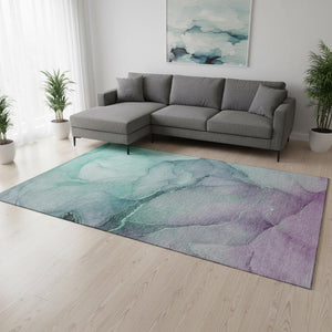HomeRoots 9' X 12' Fern Green and Ivory Abstract Area Rug - Stylish, Durable, UV Protected for Busy Homes 646893