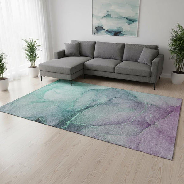 HomeRoots 9' X 12' Fern Green and Ivory Abstract Area Rug - Stylish, Durable, UV Protected for Busy Homes 646893
