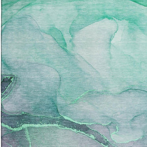 HomeRoots 10' X 14' Fern Green Abstract Washable Area Rug with UV Protection, Stain Resistance & Style 646894