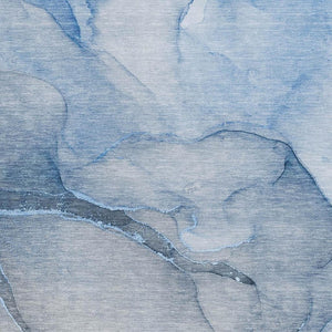 HomeRoots 8' X 10' Stylish Blue & Ivory Abstract Area Rug - Washable, UV Protected, Durable for High-Traffic Spaces 646898