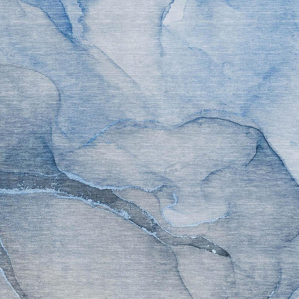 HomeRoots 8' X 10' Stylish Blue & Ivory Abstract Area Rug - Washable, UV Protected, Durable for High-Traffic Spaces 646898