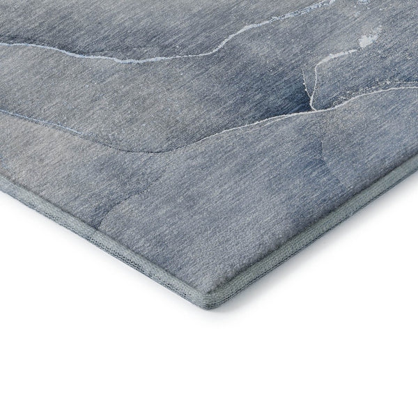 HomeRoots 9' X 12' Blue and Ivory Abstract Area Rug - Washable, UV-Protected, Durable & Kid-Friendly Design 646899