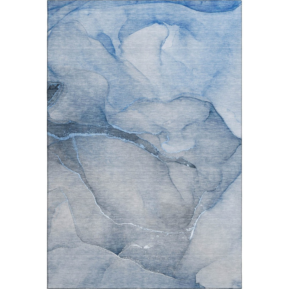 HomeRoots 10' Blue & Ivory Abstract Washable Area Rug – Durable, Stain-Resistant, UV Protected for Modern Homes 646900
