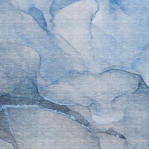 HomeRoots 10' Blue & Ivory Abstract Washable Area Rug – Durable, Stain-Resistant, UV Protected for Modern Homes 646900