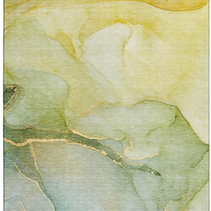 HomeRoots 5' X 8' Green And Ivory Abstract Area Rug – Machine-Washable, UV-Protected, Durable Design for Homes 646902