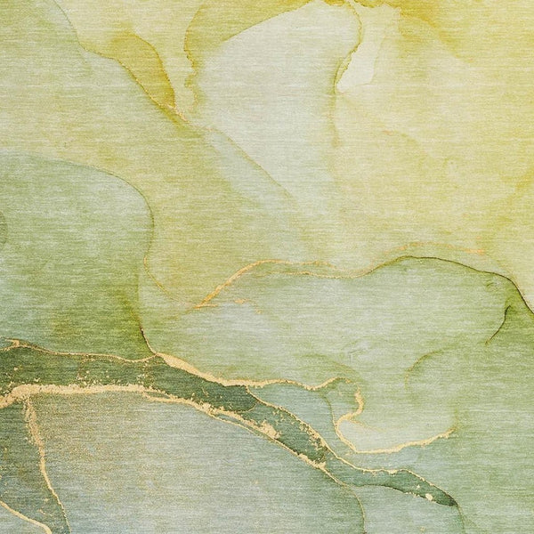 HomeRoots 5' X 8' Green And Ivory Abstract Area Rug – Machine-Washable, UV-Protected, Durable Design for Homes 646902