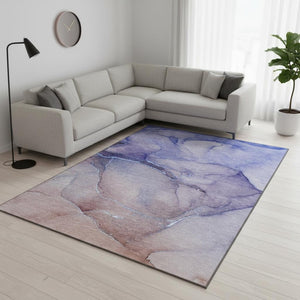 HomeRoots 8' X 10' Navy Blue & Ivory Abstract Area Rug – Stylish, Washable, UV-Protected for Busy Homes! 646910